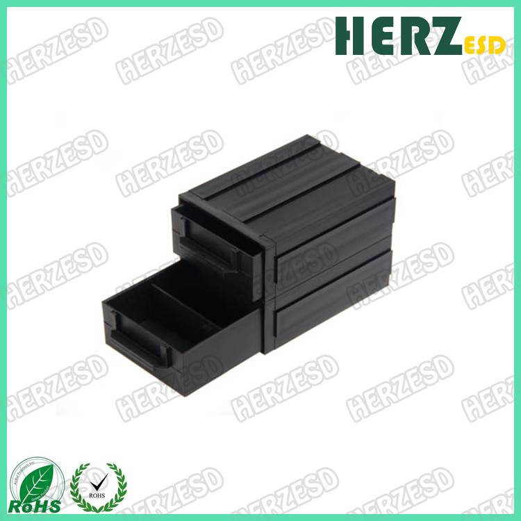 Black Plastic Drawer Type ESD Component Storage Antistatic Bin Box