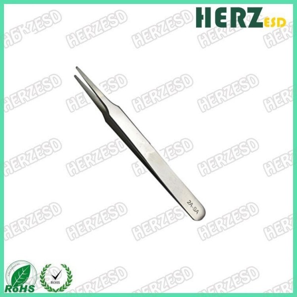 Anti Magnetic ESD Safe Tweezers , ESD Cleaning Tools Flat Round Tip Width 2mm