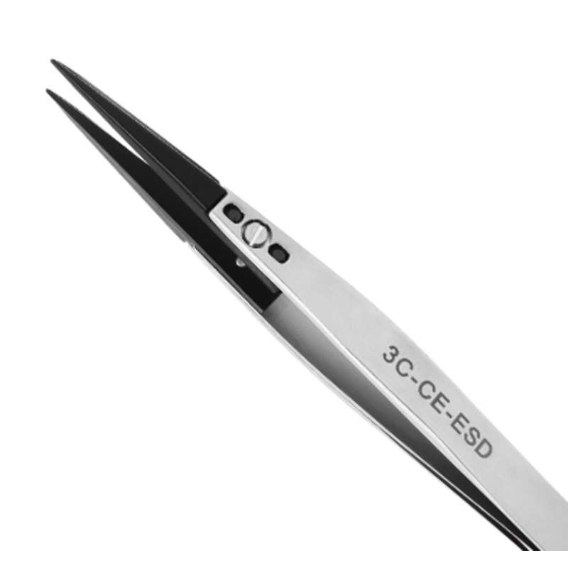 ESD Safe Stainless Steel Tweezers - Needle Point Tip For Precision Electronics & Hobby Work