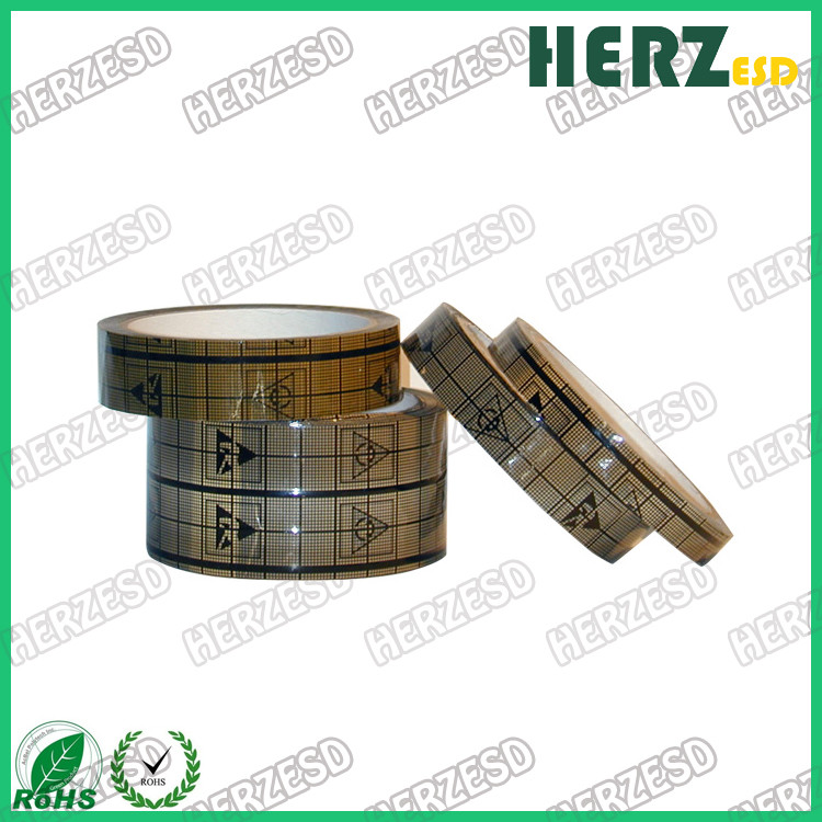 Black Brown Color Grid Polyimide ESD Anti Static Safety Tape For Electronic Packaging