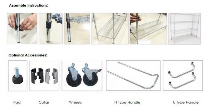 Anti Static Stainless Steel Rack With Wheels ESD Wire Shelf Rack