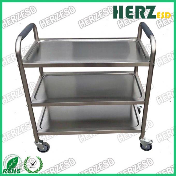 201 / 304 Stainless Steel ESD Safe Carts , Medical Dressing Trolley